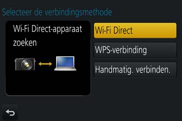 Wi-Fi Informatie over verbindingen Rechtstreeks verbinden ([Direct]) Selecteer een verbindingsmethode waarmee uw apparatuur compatibel is.