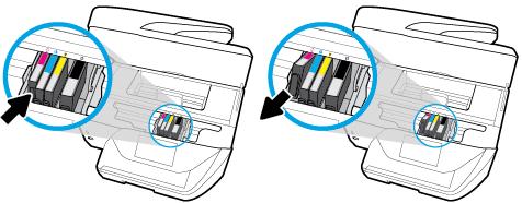 2. Open de toegangsklep van de printcartridges. OPMERKING: Wacht tot de printerwagen niet meer beweegt voor u verder gaat. 3.