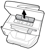 5. Plaats de invoerlade terug, plaats er papier in en laat de uitvoerlade zakken. Een papierstoring in de afdrukzone verhelpen 1. Druk op (de Aan/uit-knop) om de printer uit te zetten. 2.