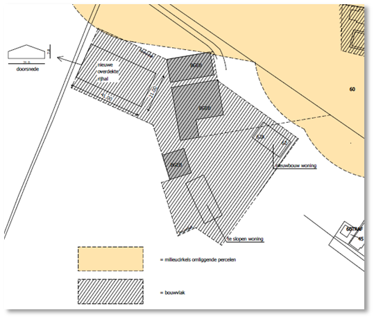 3 Voorgenomen activiteiten 3.1 Algemeen De voorgenomen plannen bestaan uit het slopen van de boerderij, het overkappen van de buitenrijbak en het bouwen van een nieuwe woning.