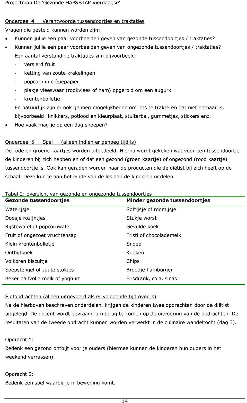 Een aantal verstandige traktaties zijn bijvoorbeeld: - versierd fruit - ketting van zoute krakelingen - popcorn in crêpepapier - plakje vleeswaar (rookvlees of ham) opgerold om een augurk -