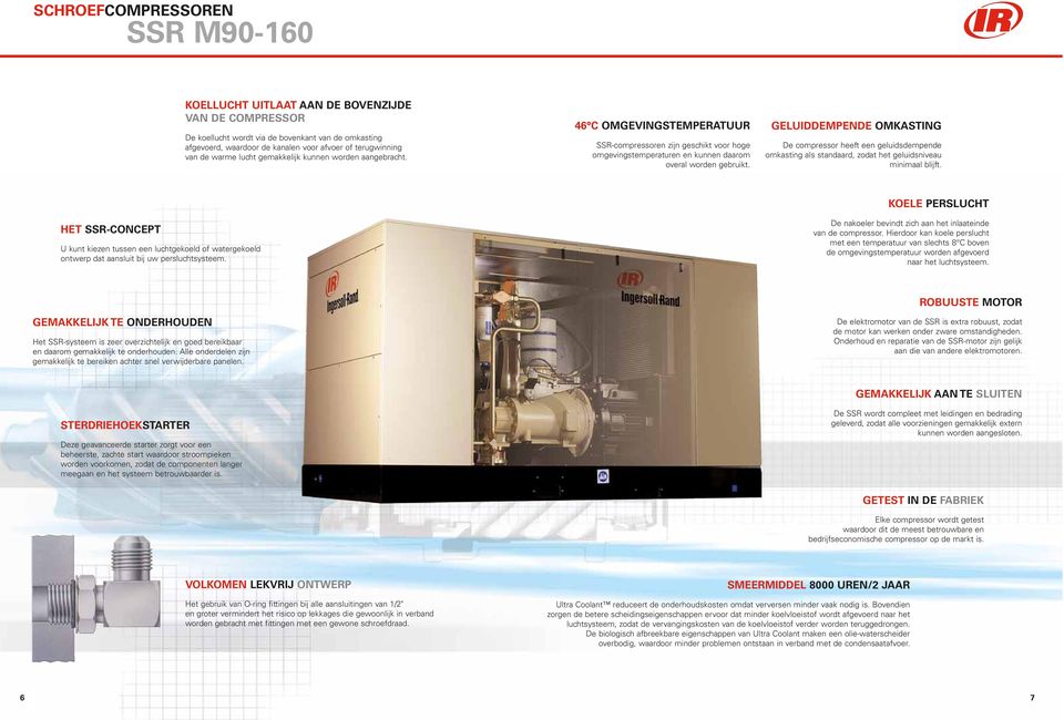 GELUIDDEMPENDE OMKASTING De compressor heeft een geluidsdempende omkasting als standaard, zodat het geluidsniveau minimaal blijft.