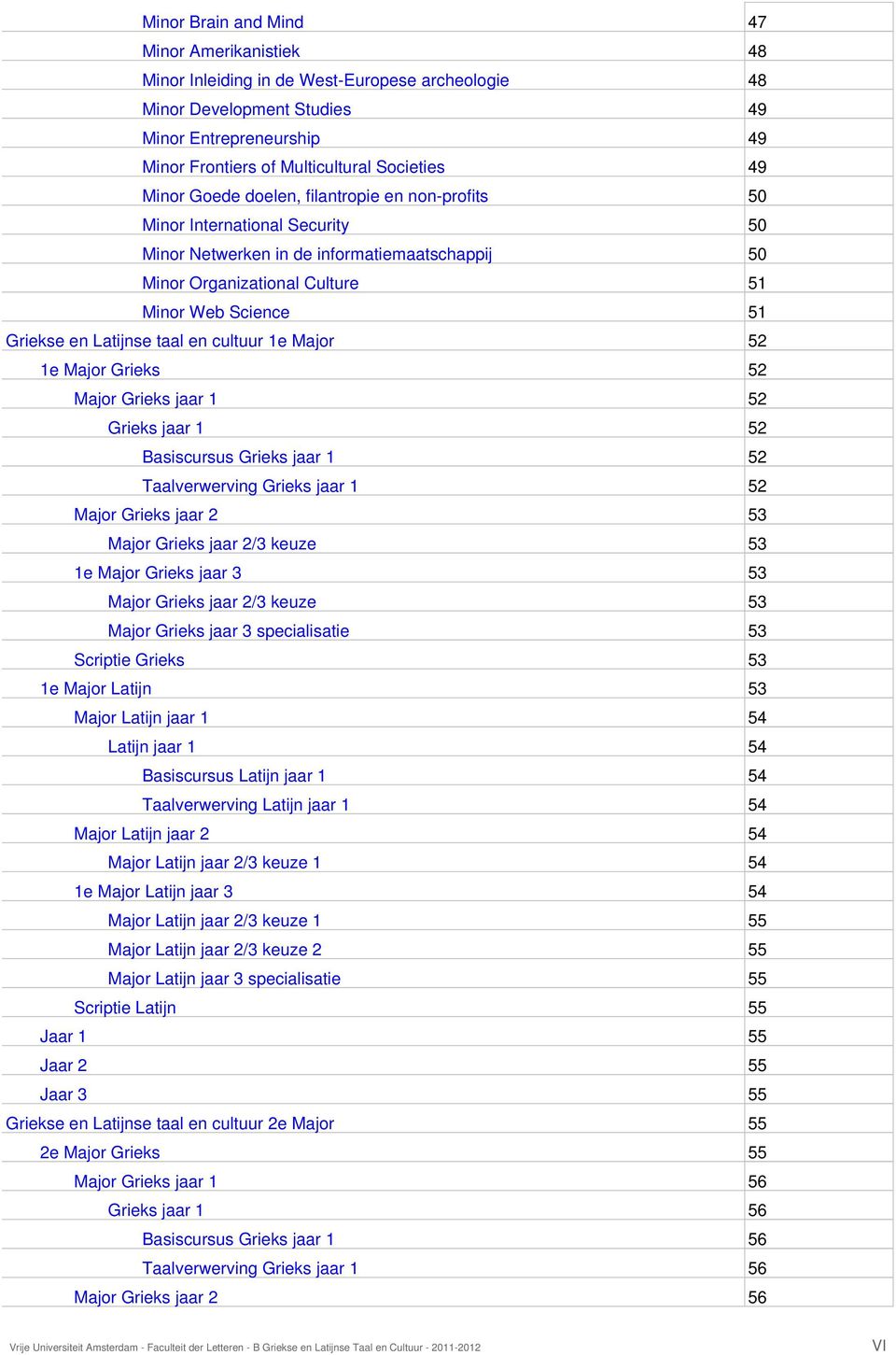 Latijnse taal en cultuur 1e Major 52 1e Major Grieks 52 Major Grieks jaar 1 52 Grieks jaar 1 52 Basiscursus Grieks jaar 1 52 Taalverwerving Grieks jaar 1 52 Major Grieks jaar 2 53 Major Grieks jaar