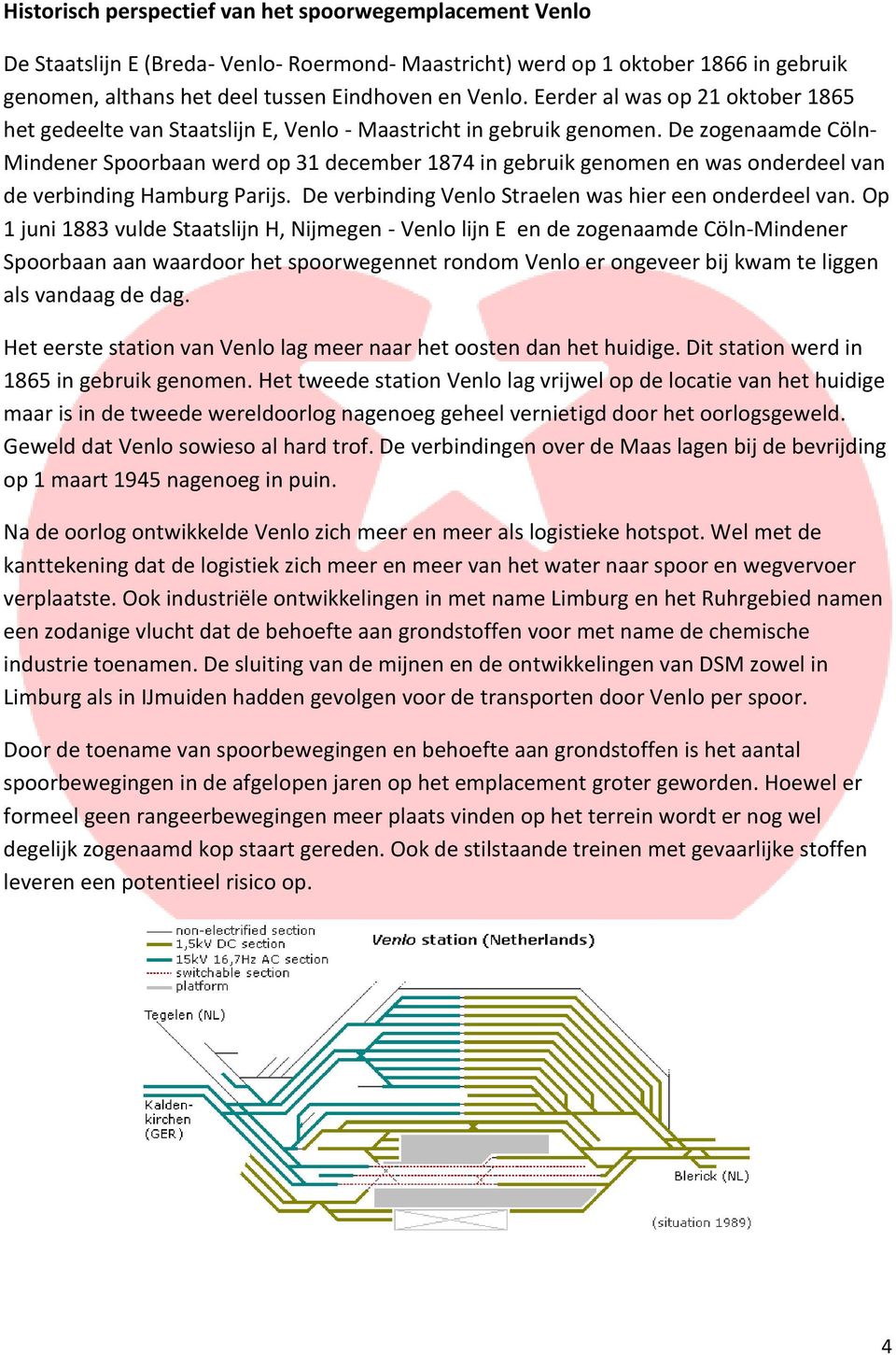 De zogenaamde Cöln- Mindener Spoorbaan werd op 31 december 1874 in gebruik genomen en was onderdeel van de verbinding Hamburg Parijs. De verbinding Venlo Straelen was hier een onderdeel van.