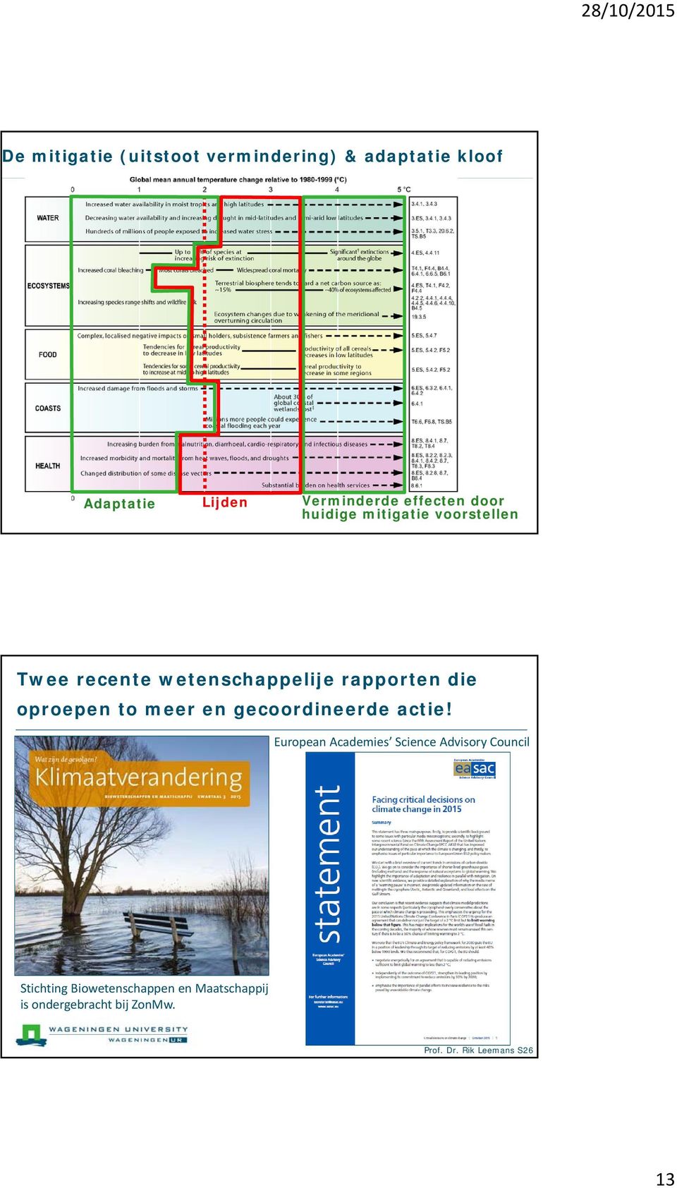 Rik Leemans S25 Twee recente wetenschappelije rapporten die oproepen to meer en gecoordineerde