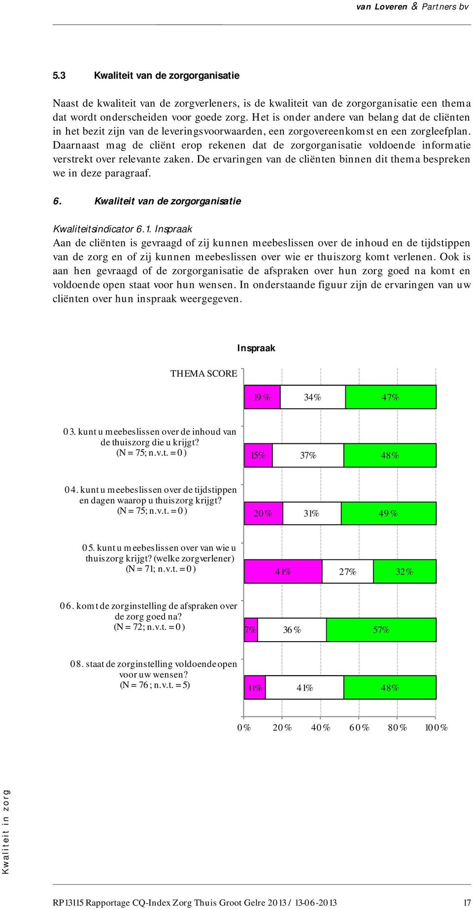 Daarnaast mag de cliënt erop rekenen dat de zorgorganisatie voldoende informatie verstrekt over relevante zaken. De ervaringen van de cliënten binnen dit thema bespreken we in deze paragraaf. 6.