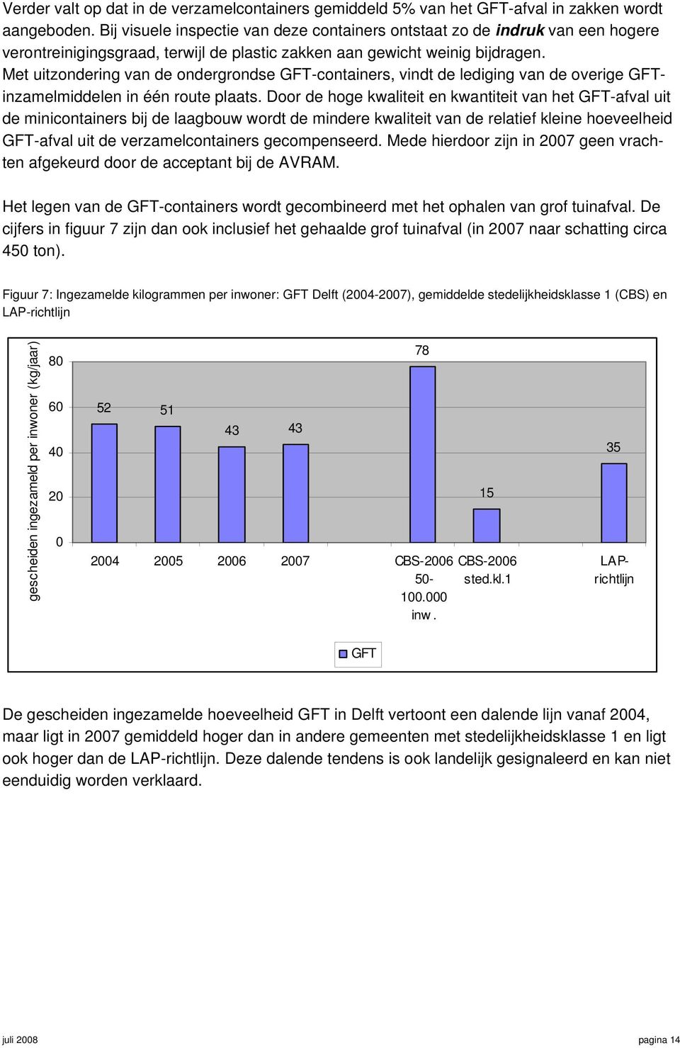 Met uitzondering van de ondergrondse GFT-containers, vindt de lediging van de overige GFTinzamelmiddelen in één route plaats.