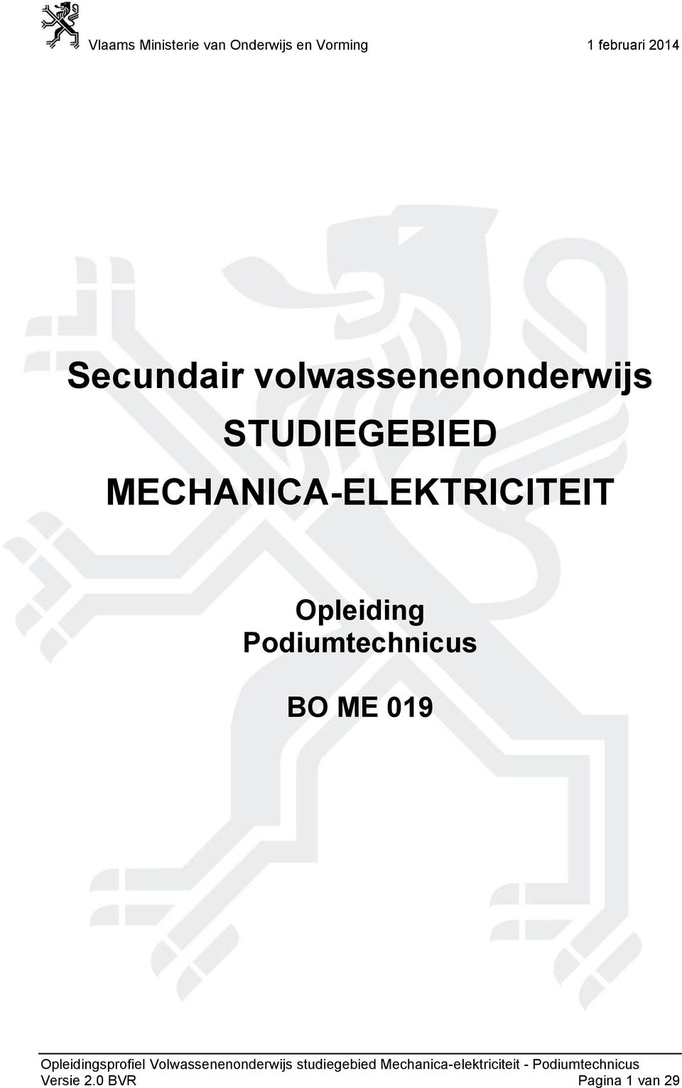 MECHANICA-ELEKTRICITEIT Opleiding