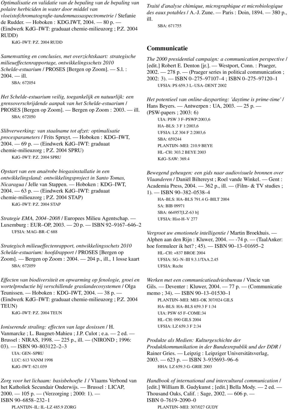 2004 RUDD) KdG IWT: P.Z. 2004 RUDD Samenvatting en conclusies, met overzichtskaart: strategische milieueffectenrapportage, ontwikkelingsschets 2010 Schelde-estuarium / PROSES [Bergen op Zoom]. S.l. : 2004.