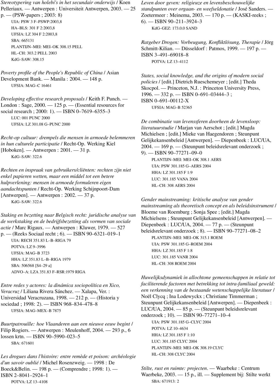 15 Poverty profile of the People's Republic of China / Asian Development Bank. Manila : 2004. 148 p. UFSIA: MAG C 16461 Developing effective research proposals / Keith F. Punch. London : Sage, 2000.