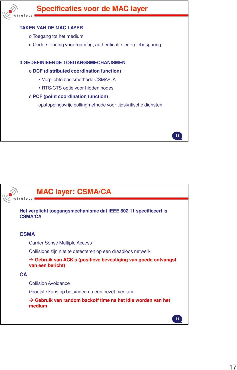CSMA/CA Het verplicht toegangsmechanisme dat IEEE 802.