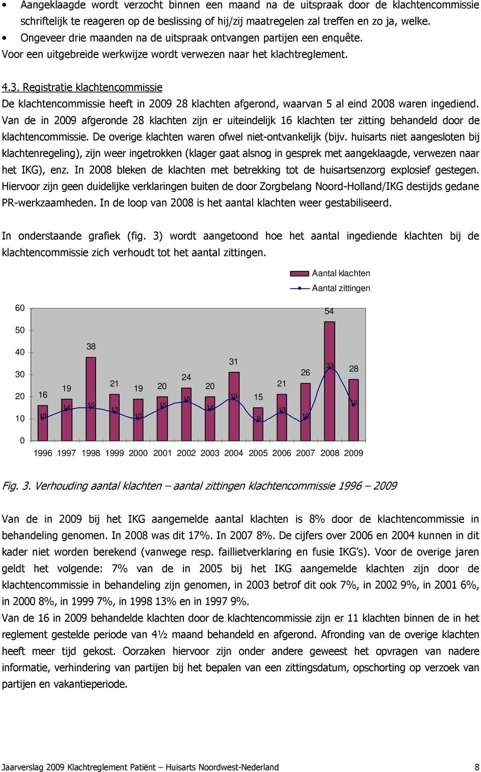 Registratie klachtencommissie De klachtencommissie heeft in 2009 28 klachten afgerond, waarvan 5 al eind 2008 waren ingediend.