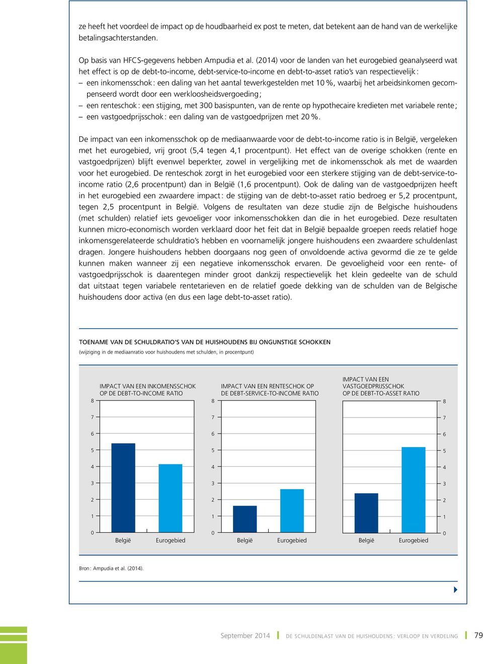 het aantal tewerkgestelden met 1 %, waarbij het arbeidsinkomen gecompenseerd wordt door een werkloosheidsvergoeding ; een renteschok : een stijging, met 3 basispunten, van de rente op hypothecaire