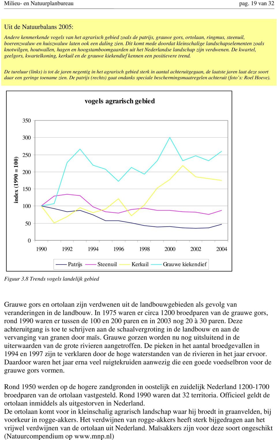 Dit komt mede doordat kleinschalige landschapselementen zoals knotwilgen, houtwallen, hagen en hoogstamboomgaarden uit het Nederlandse landschap zijn verdwenen.