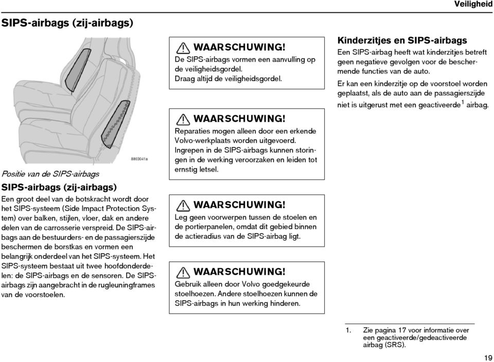 De SIPS-airbags aan de bestuurders- en de passagierszijde beschermen de borstkas en vormen een belangrijk onderdeel van het SIPS-systeem.