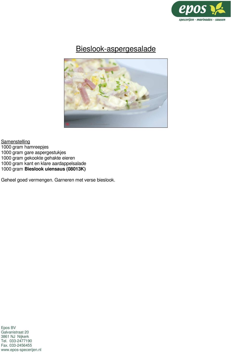 kant en klare aardappelsalade 1000 gram Bieslook uiensaus