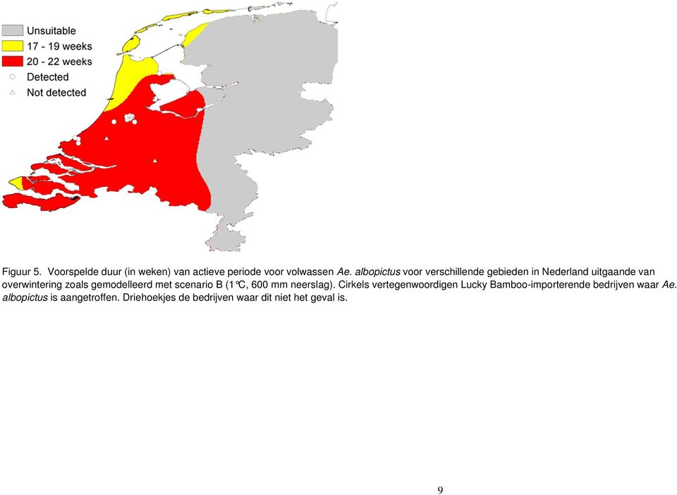 gemodelleerd met scenario B (1 C, 600 mm neerslag).