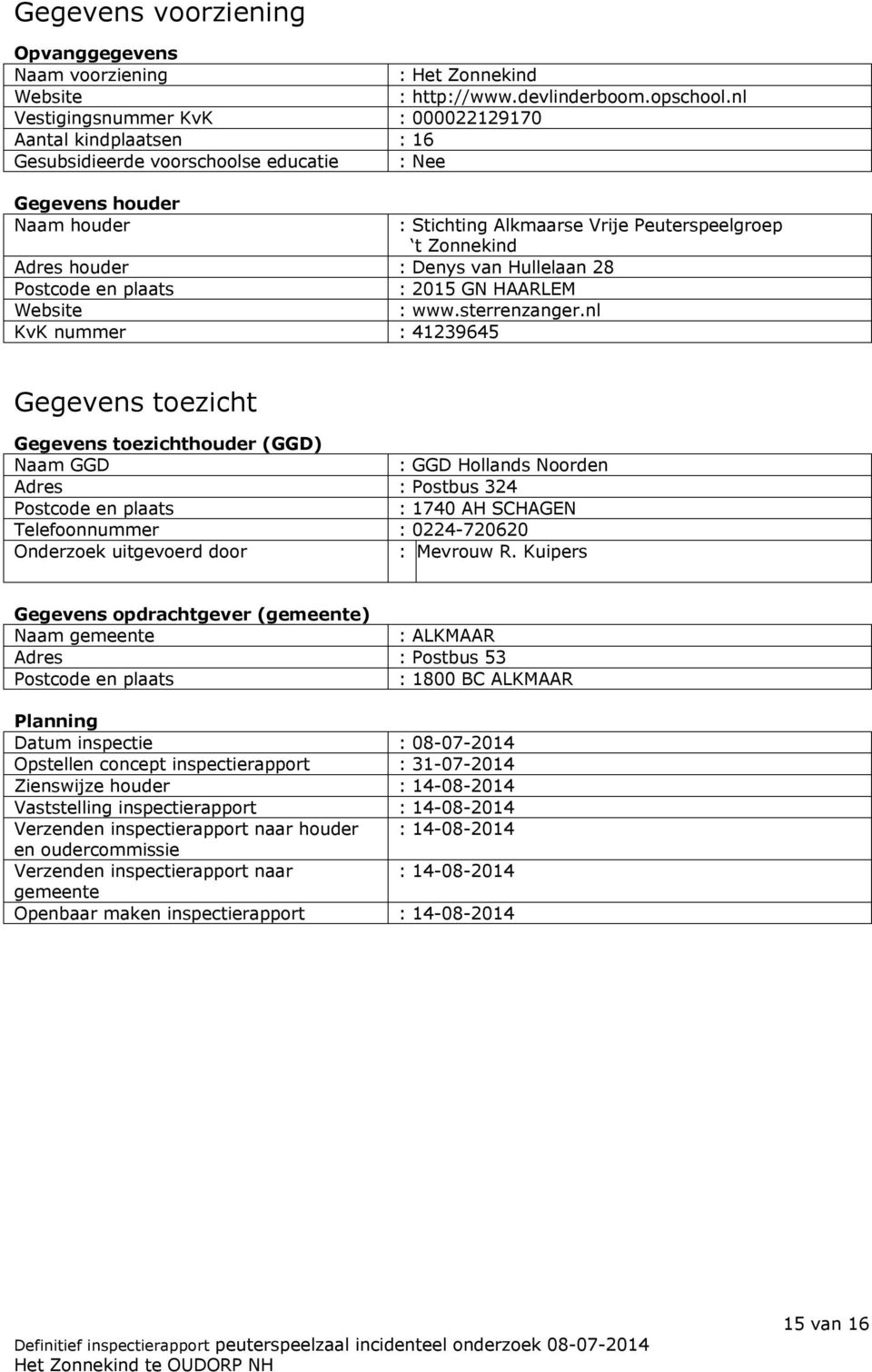 houder : Denys van Hullelaan 28 Postcode en plaats : 2015 GN HAARLEM Website : www.sterrenzanger.