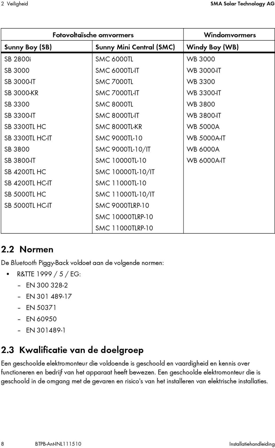 SMC 9000TL-10/IT SMC 10000TL-10 SMC 10000TL-10/IT SMC 11000TL-10 SMC 11000TL-10/IT SMC 9000TLRP-10 SMC 10000TLRP-10 SMC 11000TLRP-10 WB 3000 WB 3000-IT WB 3300 WB 3300-IT WB 3800 WB 3800-IT WB 5000A