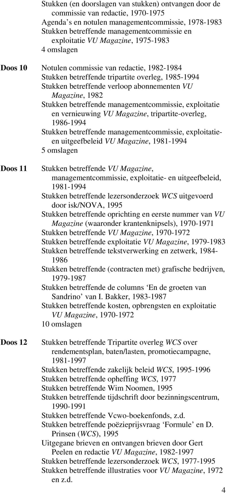 betreffende managementcommissie, exploitatie en vernieuwing VU Magazine, tripartite-overleg, 1986-1994 Stukken betreffende managementcommissie, exploitatieen uitgeefbeleid VU Magazine, 1981-1994 5