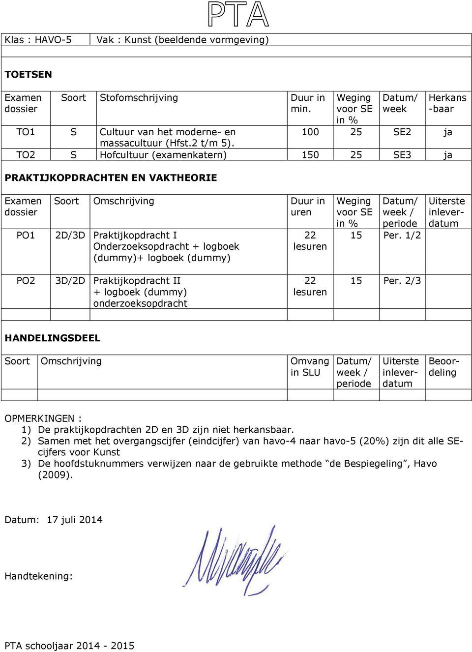 lesuren 15 Per. 1/2 PO2 3D/2D Praktijkopdracht II + logboek (dummy) onderzoeksopdracht 22 lesuren 15 Per.