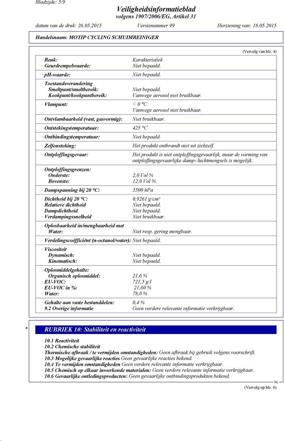 Zelfonsteking: Het produkt ontbrandt niet uit zichzelf. (Vervolg van blz.