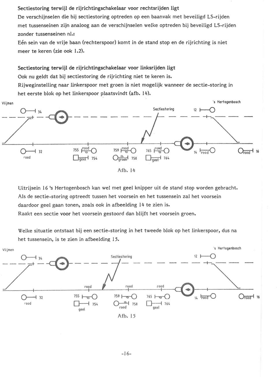 vlijmen Sectiestoring terwijl de rijrichtingschakelaar voor linksriiden ligt Ook nu geldt dat bij sectiestoring de rijrichting niet te keren is.