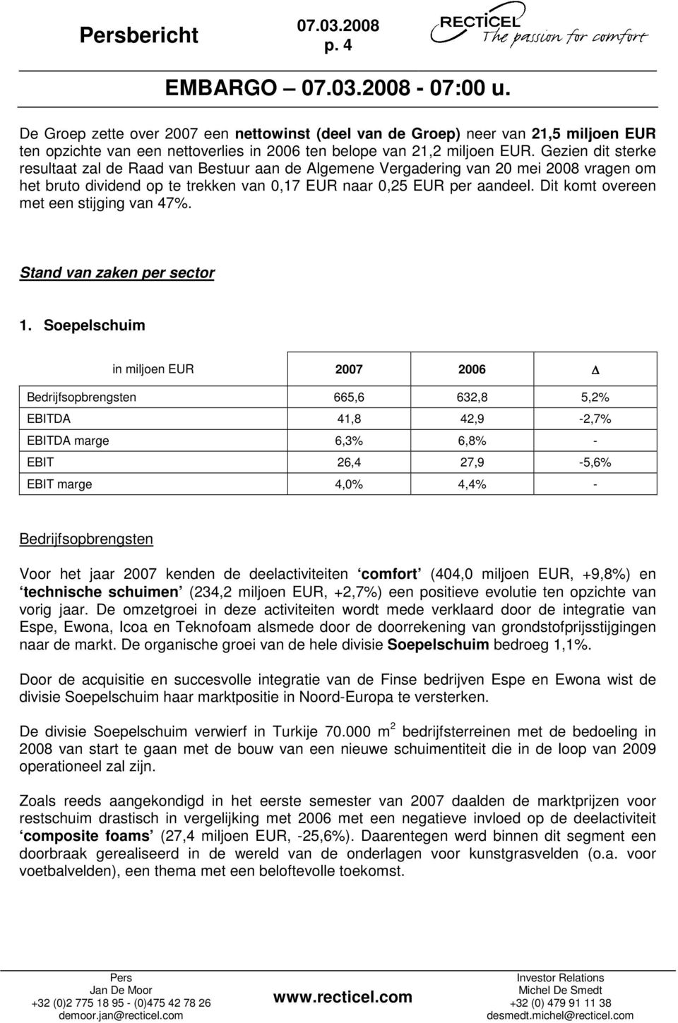 Dit komt overeen met een stijging van 47%. Stand van zaken per sector 1.