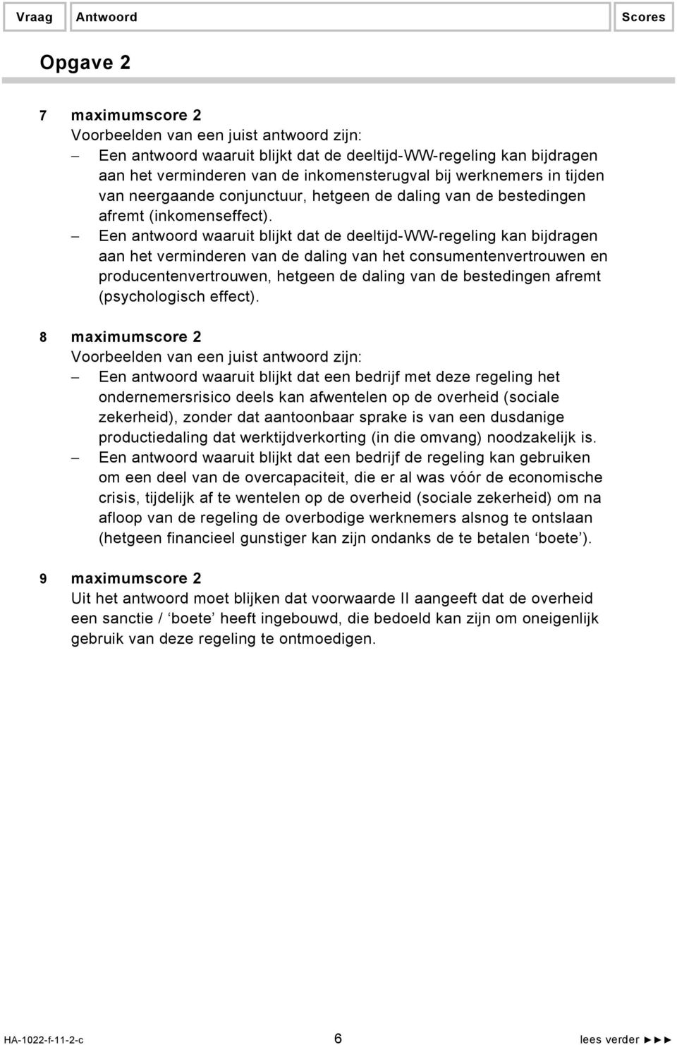 Een antwoord waaruit blijkt dat de deeltijd-ww-regeling kan bijdragen aan het verminderen van de daling van het consumentenvertrouwen en producentenvertrouwen, hetgeen de daling van de bestedingen