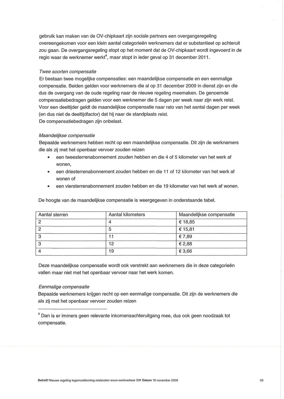 Twee soorten compensatie Er bestaan twee mogelijke compensaties: een maandelijkse compensatie en een eenmalige compensatie.