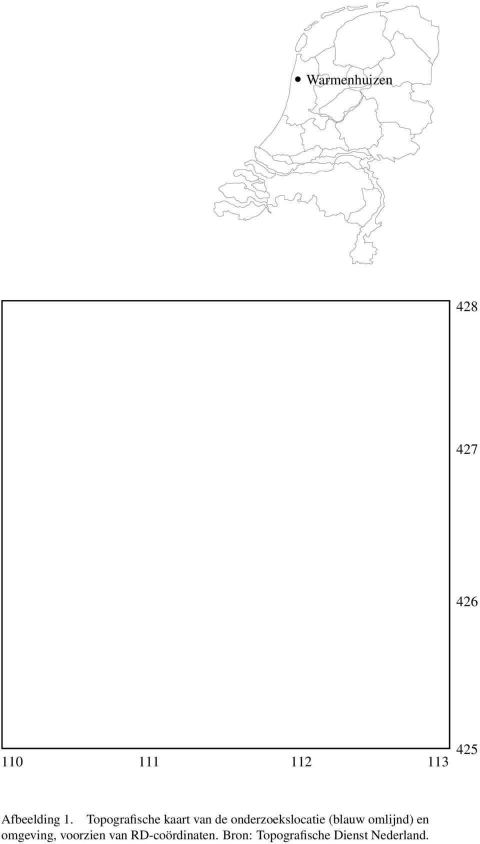 Topografische kaart van de onderzoekslocatie