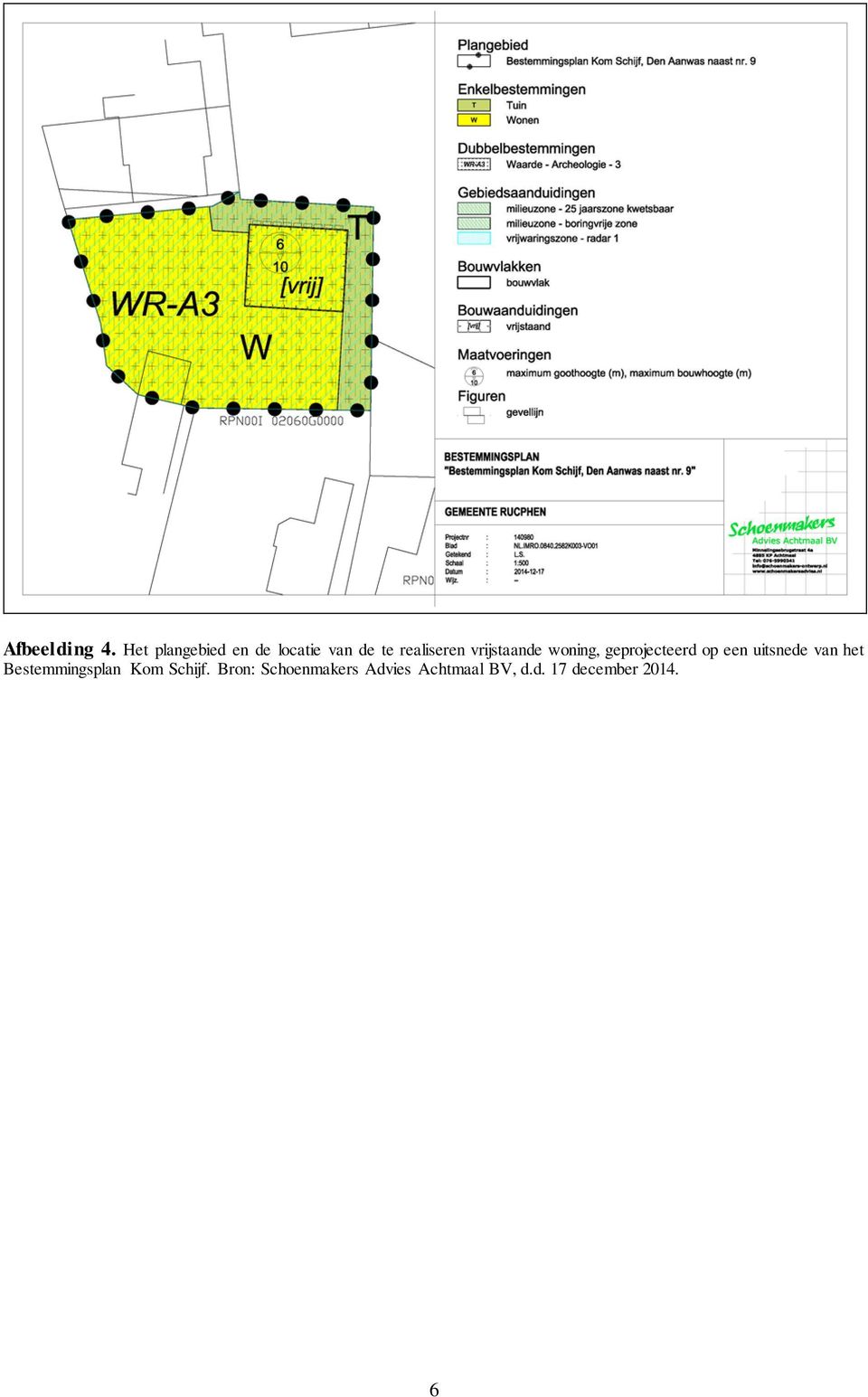 vrijstaande woning, geprojecteerd op een uitsnede van