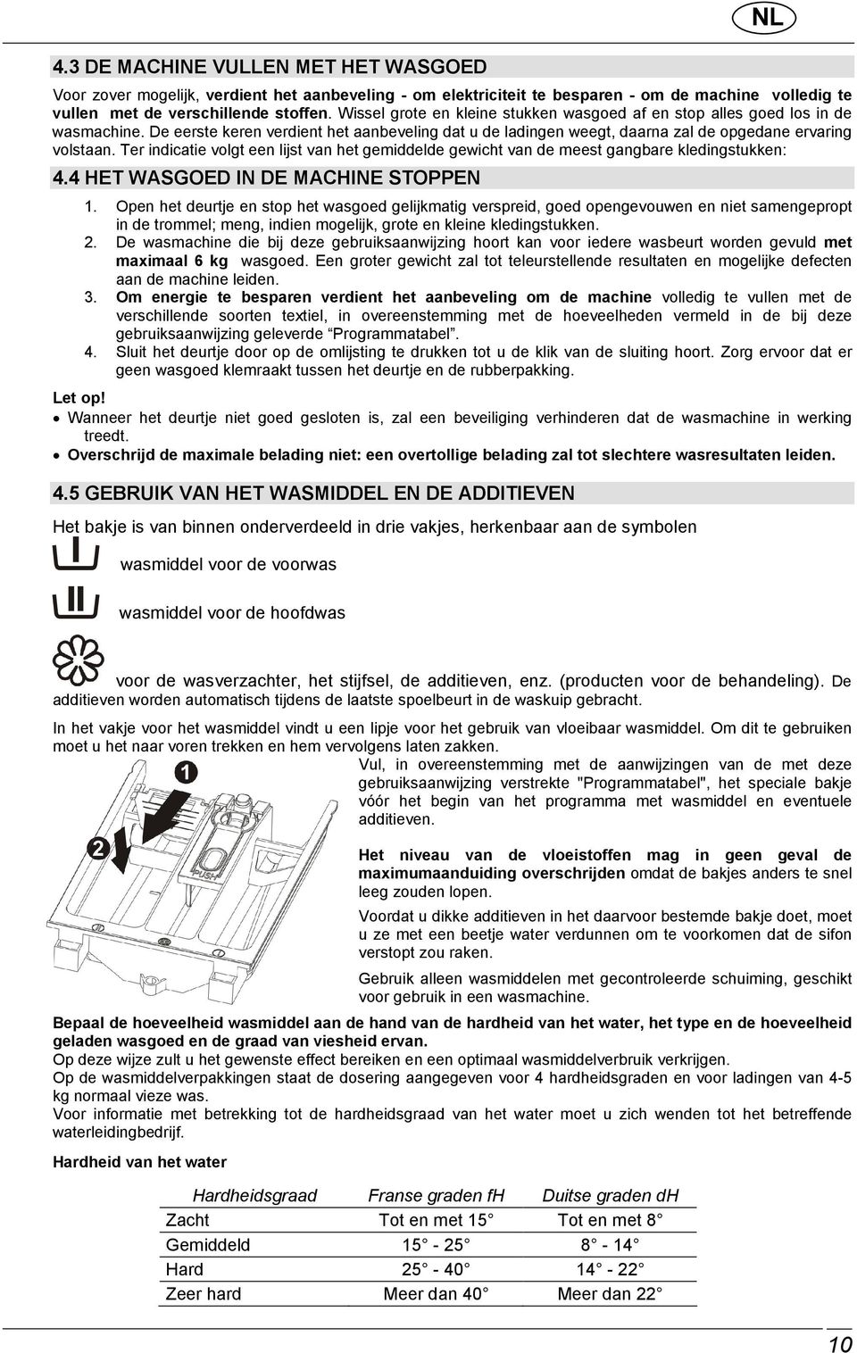 Ter indicatie volgt een lijst van het gemiddelde gewicht van de meest gangbare kledingstukken: 4.4 HET WASGOED IN DE MACHINE STOPPEN NL 1.