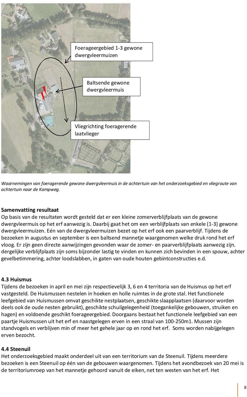 Samenvatting resultaat Op basis van de resultaten wordt gesteld dat er een kleine zomerverblijfplaats van de gewone dwergvleermuis op het erf aanwezig is.