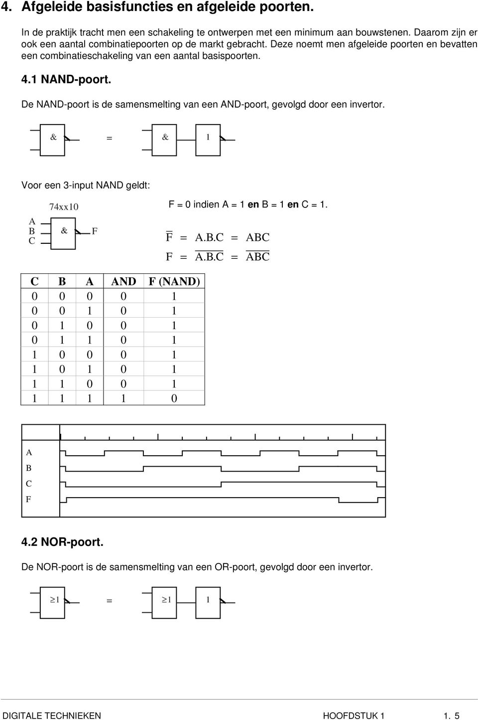Deze noemt men afgeleide poorten en bevatten een combinatieschakeling van een aantal basispoorten.. NAND-poort.