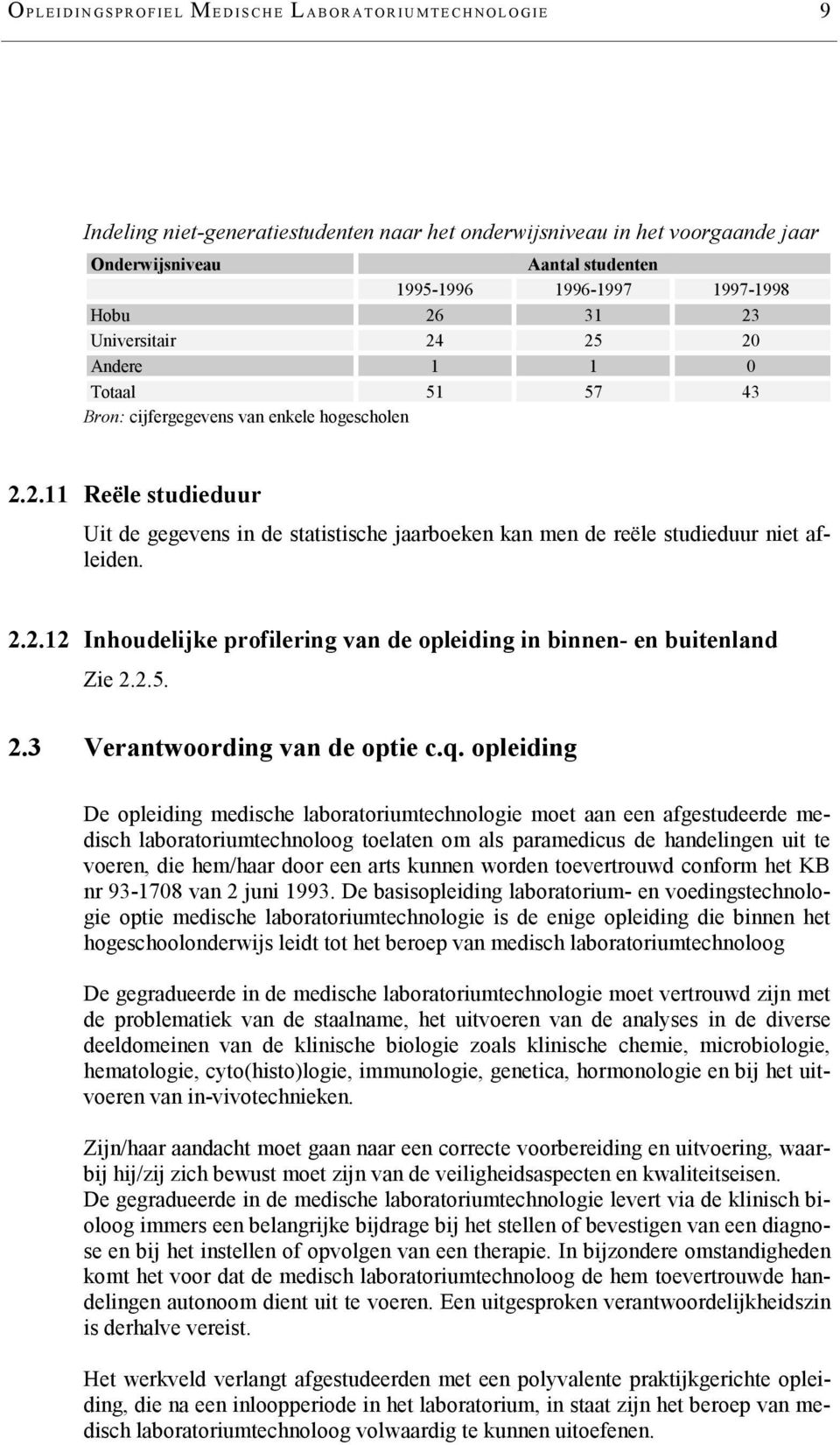 2.2.12 Inhoudelijke profilering van de opleiding in binnen- en buitenland Zie 2.2.5. 2.3 Verantwoording van de optie c.q.