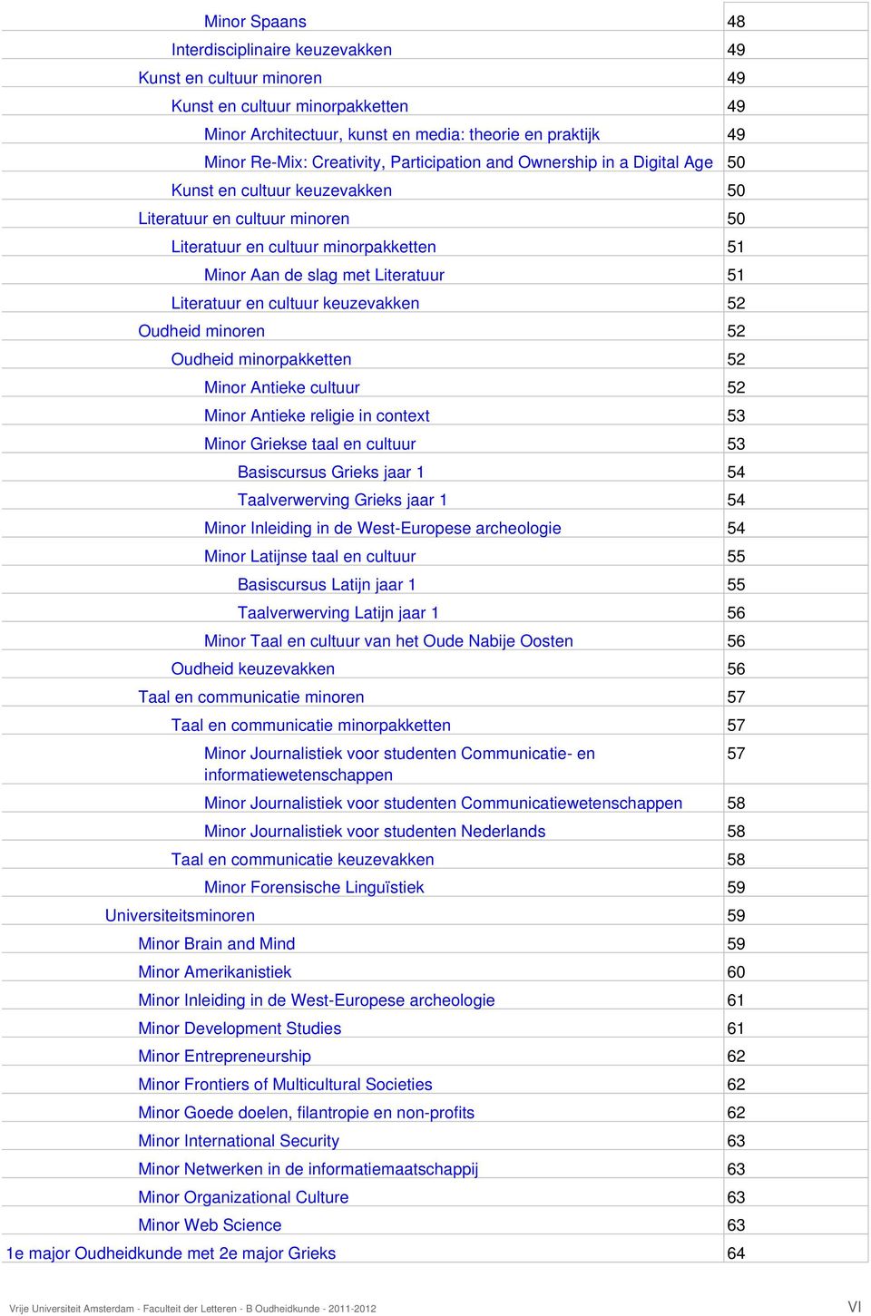 en cultuur keuzevakken 52 Oudheid minoren 52 Oudheid minorpakketten 52 Minor Antieke cultuur 52 Minor Antieke religie in context 53 Minor Griekse taal en cultuur 53 Basiscursus Grieks jaar 1 54