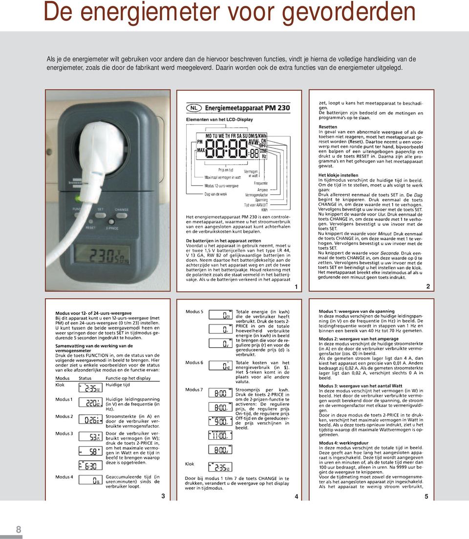 handleiding van de energiemeter, zoals die door de fabrikant werd