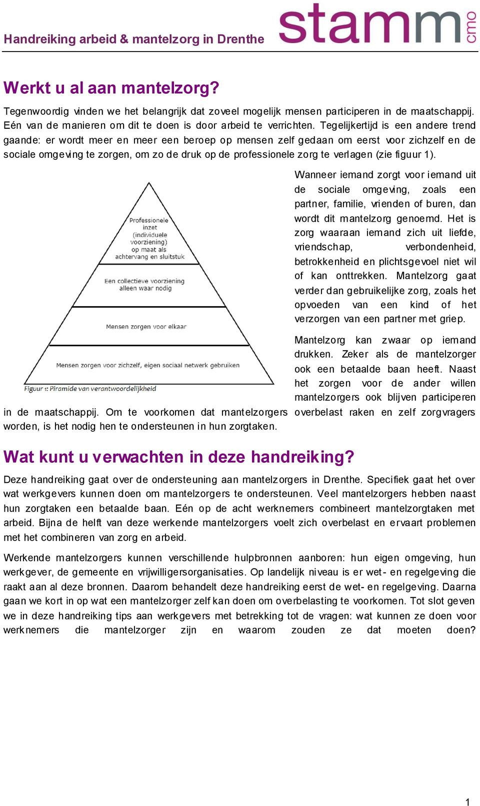 verlagen (zie figuur 1). Wanneer iemand zorgt voor iemand uit de sociale omgeving, zoals een partner, familie, vrienden of buren, dan wordt dit mantelzorg genoemd.