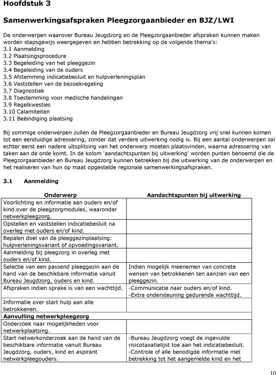 6 Vaststellen van de bezoekregeling 3.7 Diagnostiek 3.8 Toestemming voor medische handelingen 3.9 Regelkwesties 3.10 Calamiteiten 3.