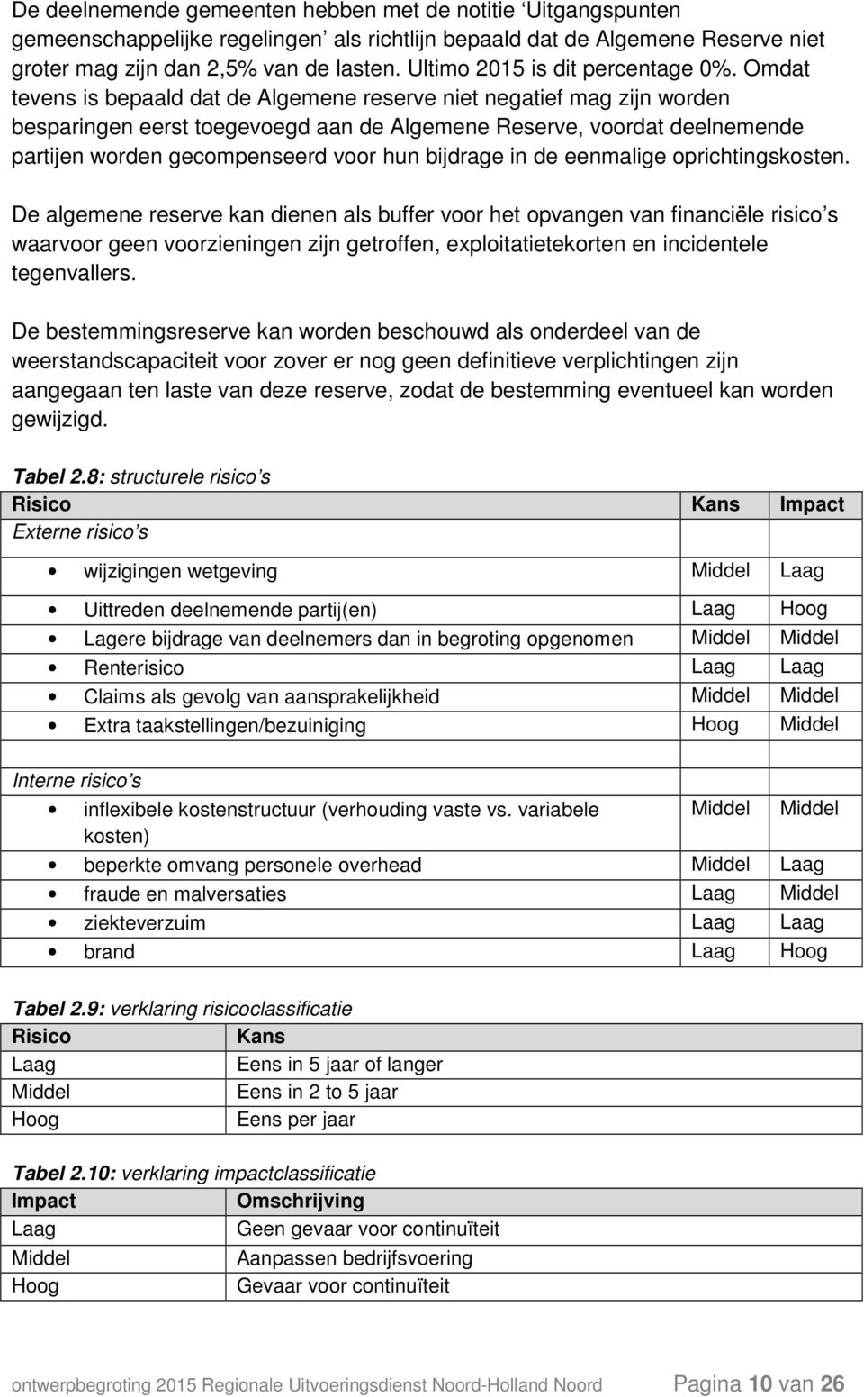 Omdat tevens is bepaald dat de Algemene reserve niet negatief mag zijn worden besparingen eerst toegevoegd aan de Algemene Reserve, voordat deelnemende partijen worden gecompenseerd voor hun bijdrage