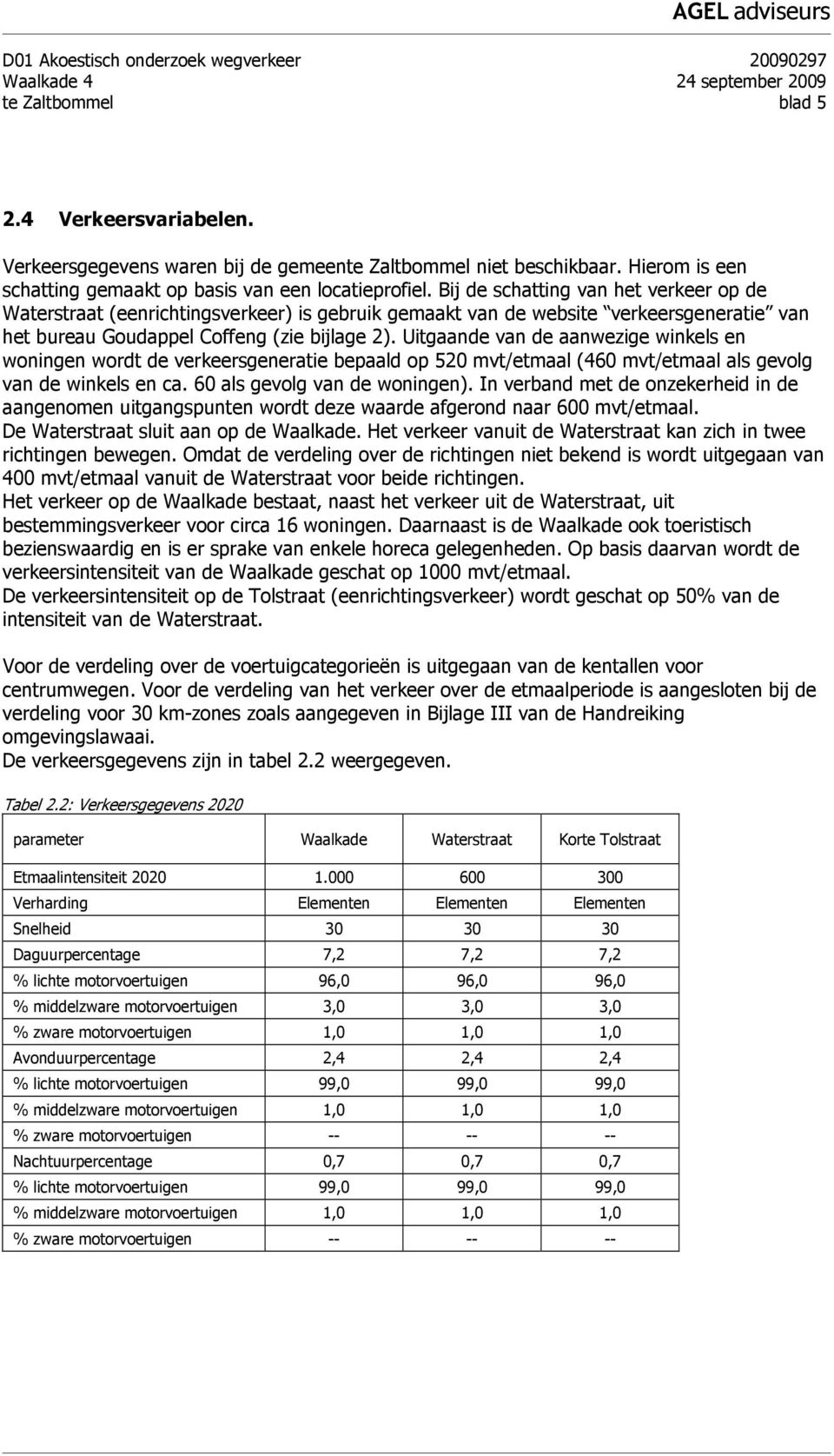 Bij de schatting van het verkeer op de Waterstraat (eenrichtingsverkeer) is gebruik gemaakt van de website verkeersgeneratie van het bureau Goudappel Coffeng (zie bijlage 2).