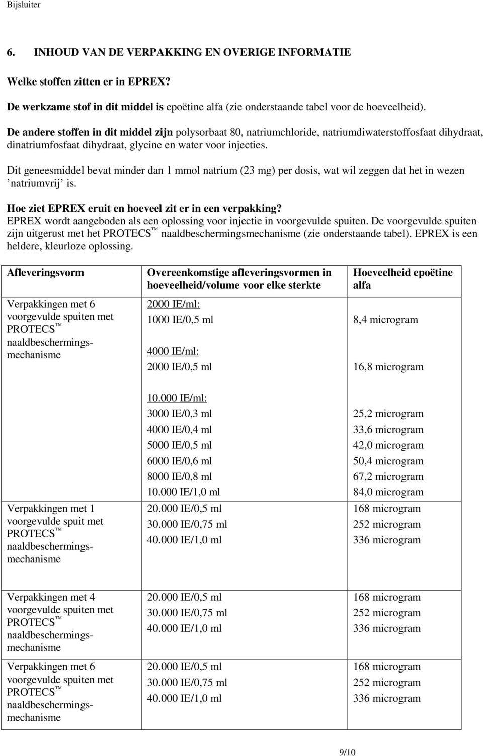 Dit geneesmiddel bevat minder dan 1 mmol natrium (23 mg) per dosis, wat wil zeggen dat het in wezen natriumvrij is. Hoe ziet EPREX eruit en hoeveel zit er in een verpakking?