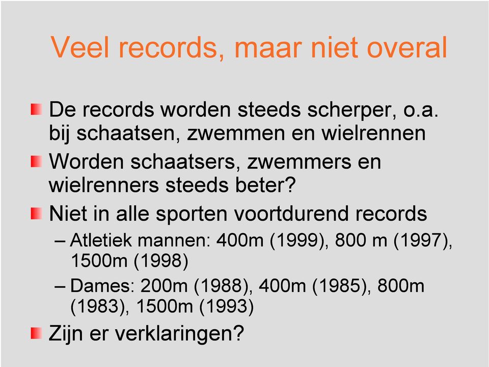 De records worden steeds scherper, o.a.