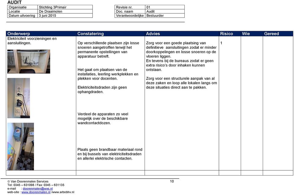 Zorg voor een goede plaatsing van definitieve aansluitingen zodat er minder doorkoppelingen en losse snoeren op de vloeren liggen.