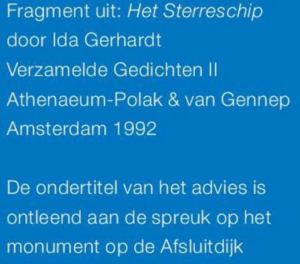 Gennep Amsterdam 1992 De ondertitel van het advies
