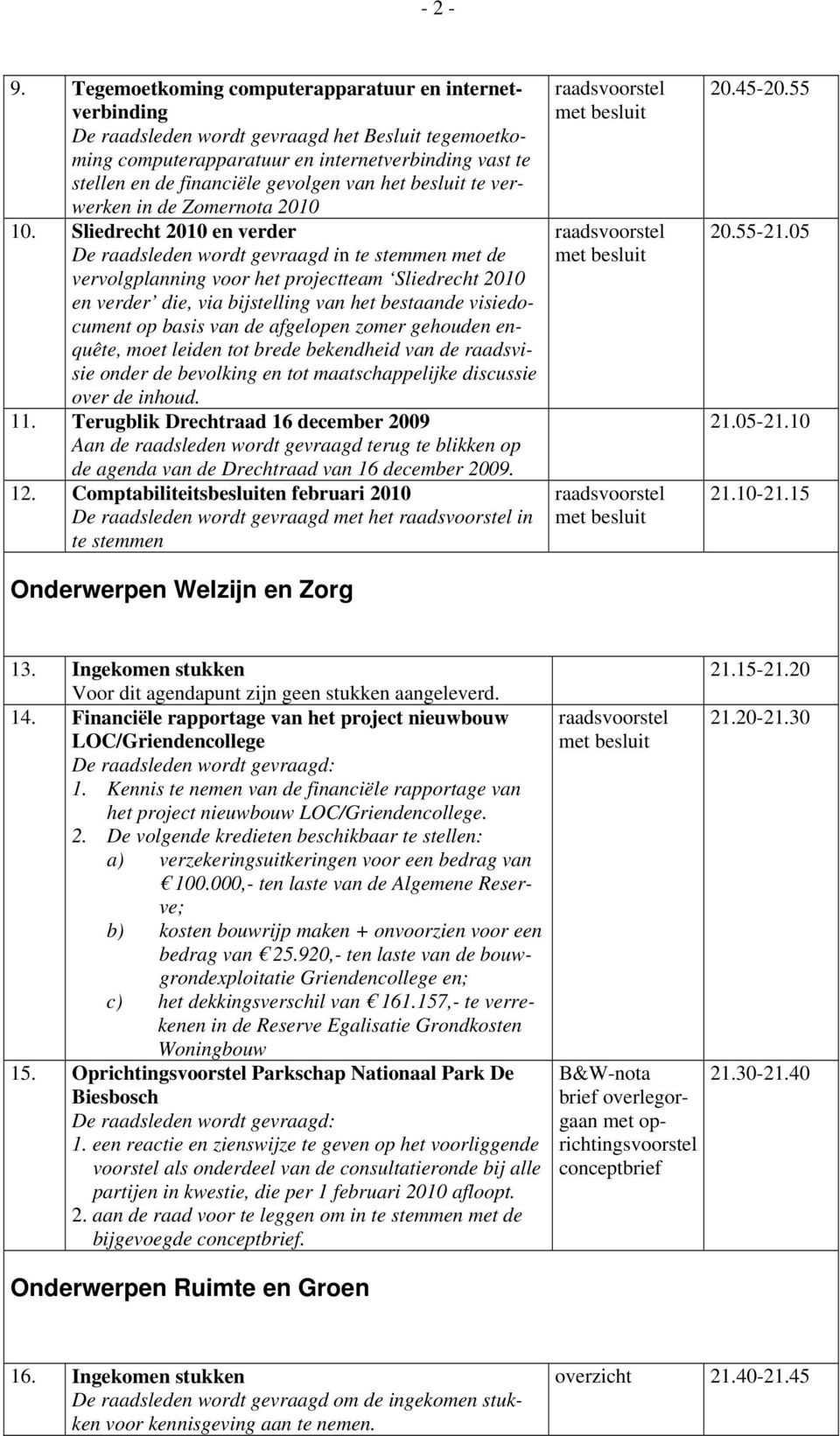 het besluit te verwerken in de Zomernota 2010 10.