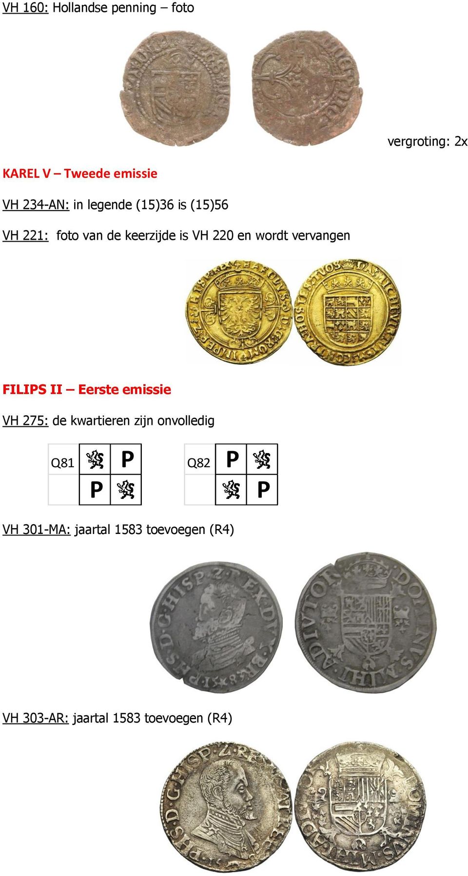 vervangen FILIPS II Eerste emissie VH 275: de kwartieren zijn onvolledig Q81 P P