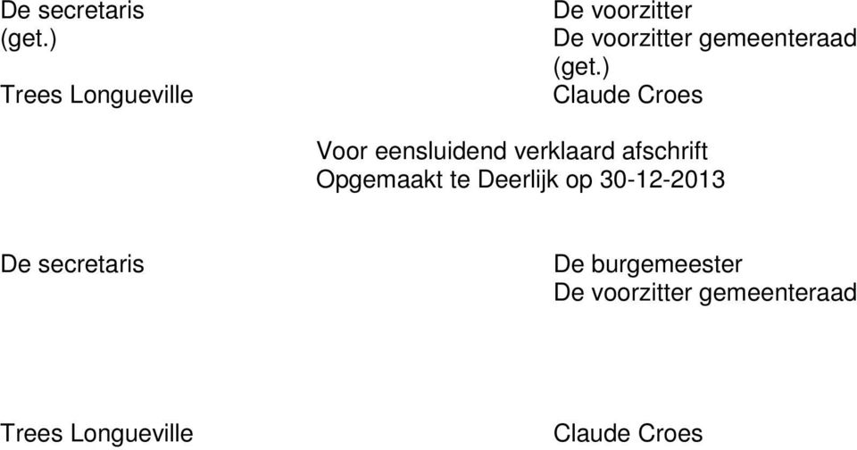 (get.) Claude Croes Voor eensluidend verklaard afschrift