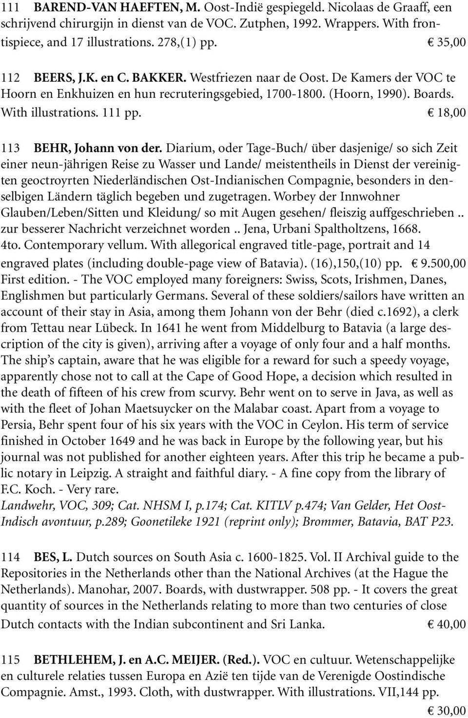 18,00 113 BEHR, Johann von der.